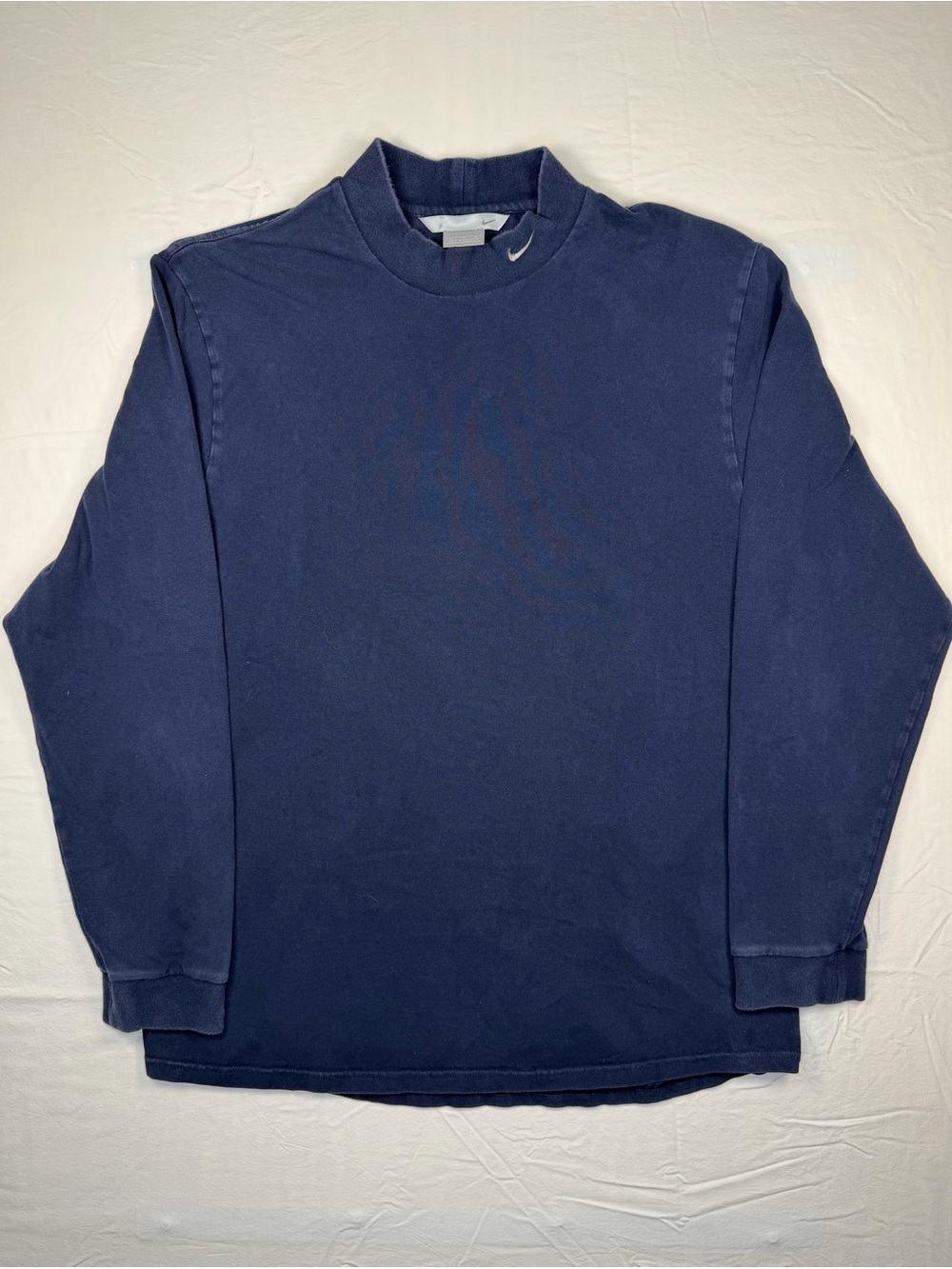 Vintage Nike Mock Neck Sweatshirt Navy Blue Small Swoosh Collar Men’s XL